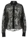 Brunello Cucinelli Black Flora Embroidered Silk Shirt