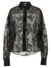 Brunello Cucinelli Sequin Embellished Sheer Fabric Collared Top In Black