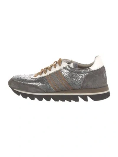 Pre-owned Brunello Cucinelli Glitter Colorblock Pattern Sneakers