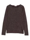 Brunello Cucinelli Glitter-detail Boat-neck Sweater In Brown