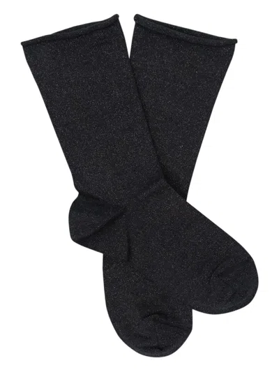 Brunello Cucinelli Glitter-knit Socks In Black