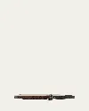 Brunello Cucinelli Glossed Skinny Leather Belt In Brown