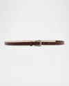 Brunello Cucinelli Glossed Skinny Leather Belt In Burgundy