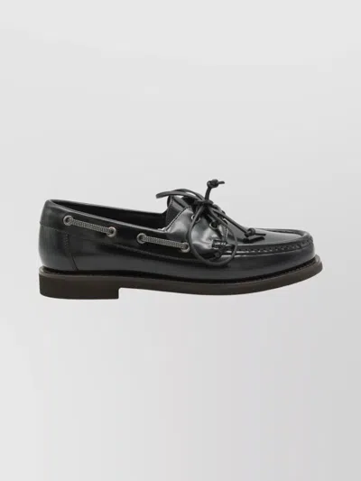 Brunello Cucinelli Glossy Loafers Featuring Metal Eyelets In Multi