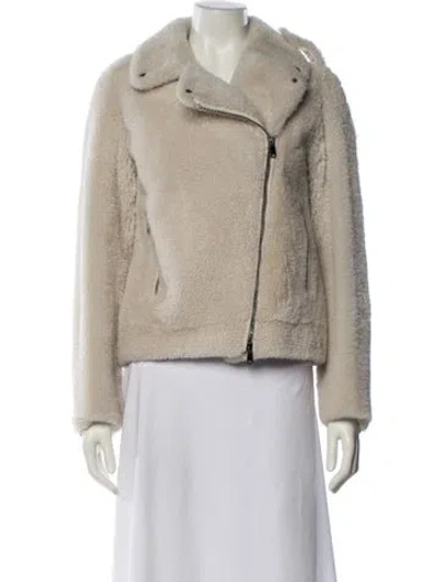 Pre-owned Brunello Cucinelli Goat Fur Faux Fur Jacket In Neutral