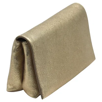 Pre-owned Brunello Cucinelli Gold Leather Evening Clutch In Brown