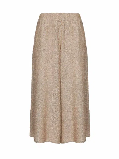 Brunello Cucinelli Gold Sequin Knit Dazzling Texture Culotte Trousers In Brown