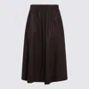 Brunello Cucinelli Flowing Linen Full Skirt With Elastic Waistband In Brown