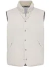 Brunello Cucinelli Techno Cotton Gabardine Down Vest With Shearling Insert In White