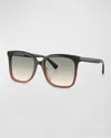 Brunello Cucinelli Gradient Acetate Square Sunglasses In Brown