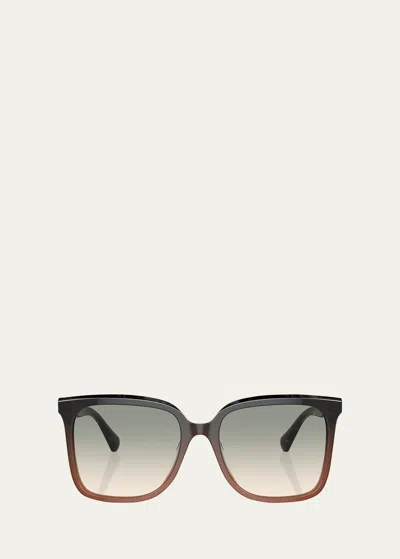 Brunello Cucinelli Gradient Acetate Square Sunglasses In Cognac Vintage / Monile