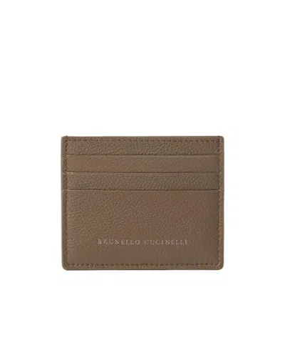 Brunello Cucinelli Grain-dough Card Holder In Gray