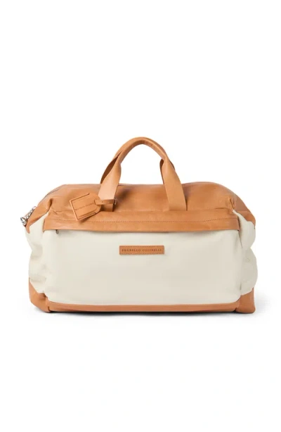 Brunello Cucinelli Grained Calfskin Active Bag In White