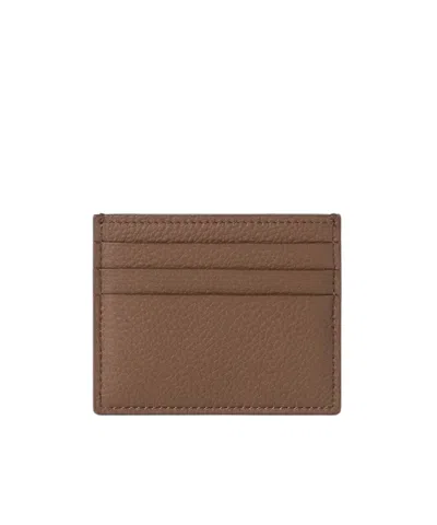 Brunello Cucinelli Grained Calfskin Card Case In Brown
