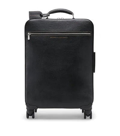 Brunello Cucinelli Grained Calfskin Suitcase In Black