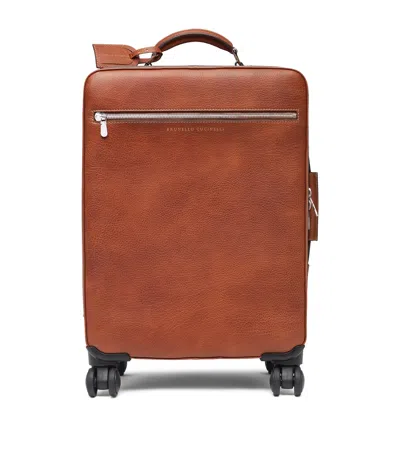 Brunello Cucinelli Grained Calfskin Suitcase In Brown