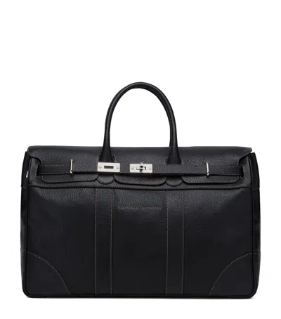 Brunello Cucinelli Grained Calfskin Top-handle Holdall In Black