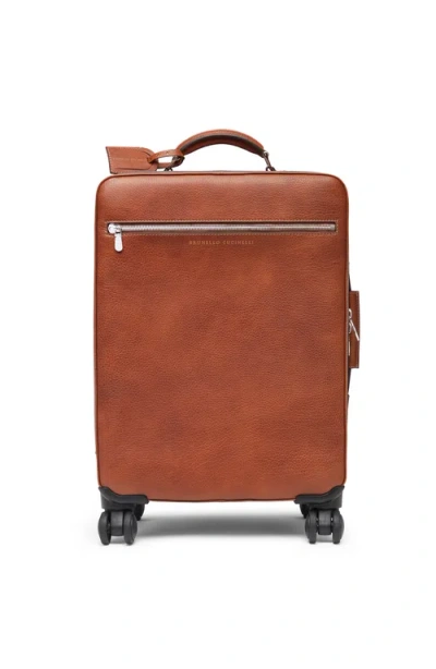 Brunello Cucinelli Grained Calfskin Trolley Bag In Copper