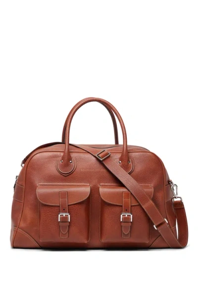 Brunello Cucinelli Grained Calfskin Weekender Bag In Copper