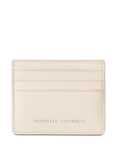 Brunello Cucinelli Grained Leather Card Case In White