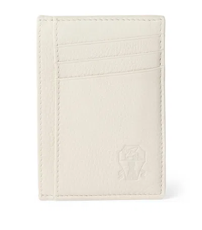 Brunello Cucinelli Grained Leather Card Holder In White