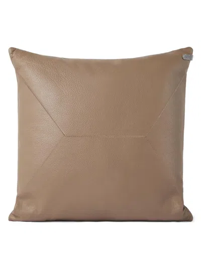 Brunello Cucinelli Grained Leather Cushion With Monili In Brown