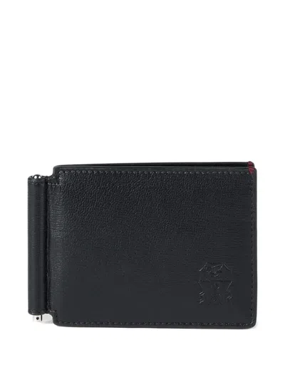 Brunello Cucinelli Grained Leather Money Clip Wallet In Black