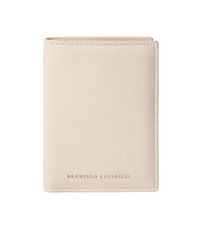 Brunello Cucinelli Grained Leather Passport Holder In White