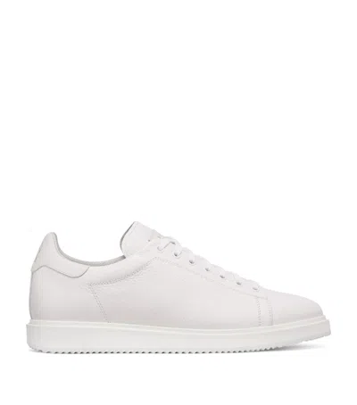 Brunello Cucinelli Grained Leather Sneakers In White