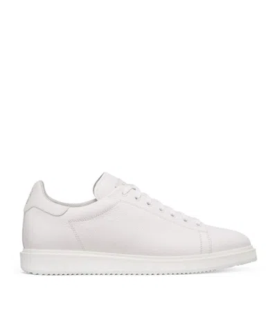 Brunello Cucinelli Grained-leather Sneakers In White