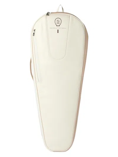 Brunello Cucinelli Grained Leather Tennis Racket Cover In Chalk