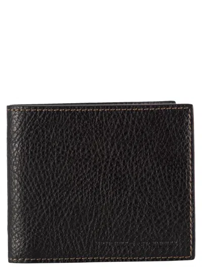 Brunello Cucinelli Grained Leather Wallet In Black