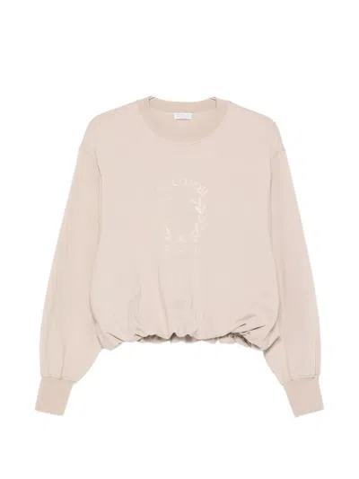 Brunello Cucinelli Graphic Crew-neck Sweatshirt In Neutral