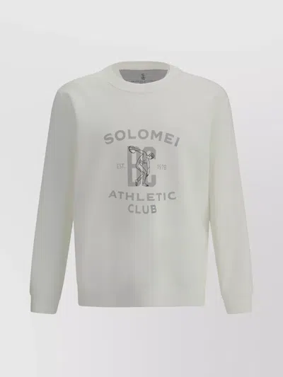 Brunello Cucinelli Graphic Print Cotton Sweatshirt In White