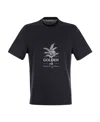 Brunello Cucinelli Crew-neck Basic Fit Cotton Jersey T-shirt With Print In Black