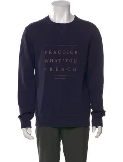 Pre-owned Brunello Cucinelli Graphic Print Crew Neck Sweatshirt In Blue