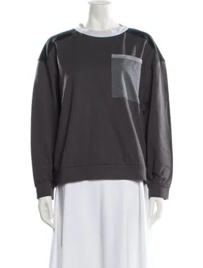 Pre-owned Brunello Cucinelli Graphic Print Crew Neck Sweatshirt W/ Tags In Gray