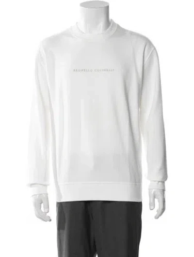 Pre-owned Brunello Cucinelli Graphic Print Crew Neck Sweatshirt W/ Tags In White