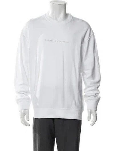 Pre-owned Brunello Cucinelli Graphic Print Crew Neck Sweatshirt In White