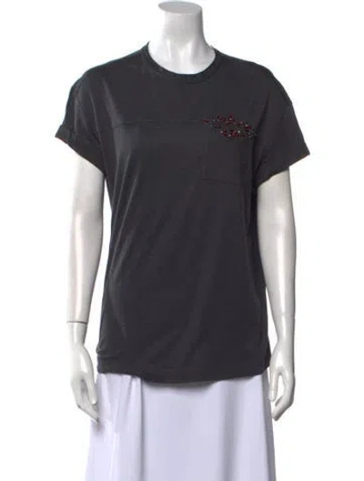 Pre-owned Brunello Cucinelli Graphic Print Crew Neck T-shirt In Blue