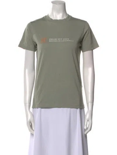 Pre-owned Brunello Cucinelli Graphic Print Crew Neck T-shirt In Green