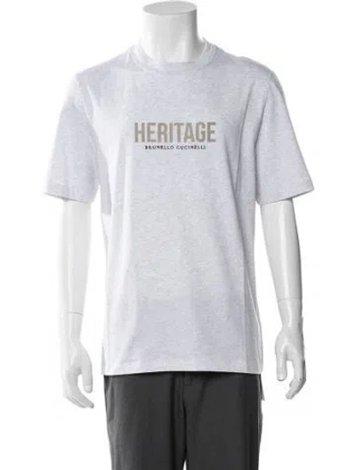 Pre-owned Brunello Cucinelli Graphic Print Crew Neck T-shirt W/ Tags In Gray