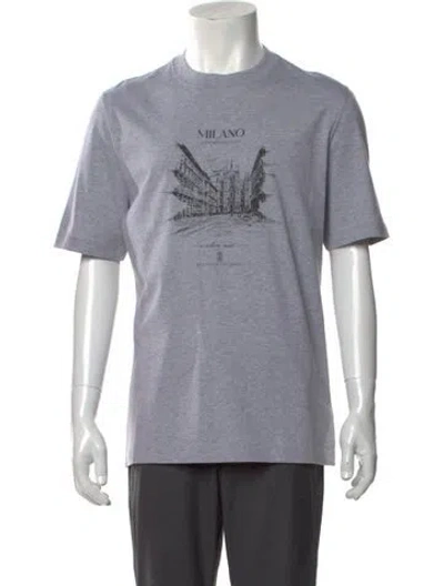 Pre-owned Brunello Cucinelli Graphic Print Crew Neck T-shirt W/ Tags In Gray