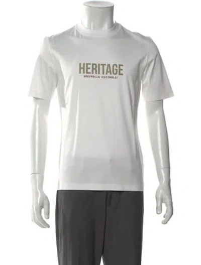 Pre-owned Brunello Cucinelli Graphic Print Crew Neck T-shirt W/ Tags In Neutral