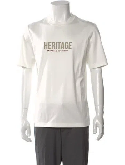 Pre-owned Brunello Cucinelli Graphic Print Crew Neck T-shirt W/ Tags In Neutral