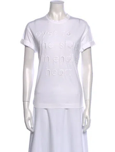 Pre-owned Brunello Cucinelli Graphic Print Crew Neck T-shirt In White
