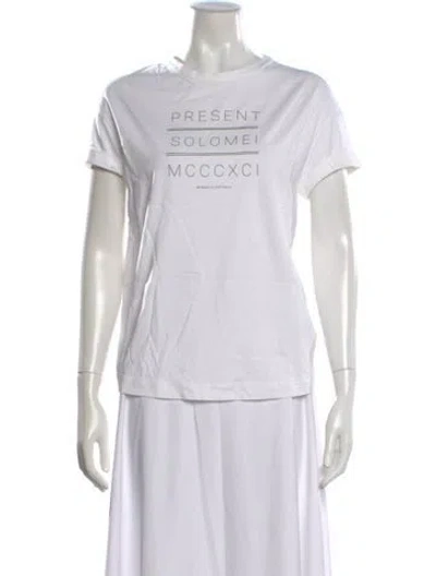 Pre-owned Brunello Cucinelli Graphic Print Crew Neck T-shirt In White