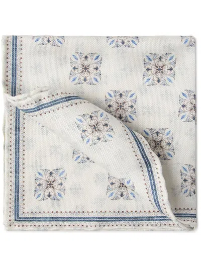 Brunello Cucinelli Graphic-print Finished-edge Pocket Square In White