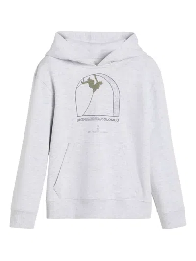 Brunello Cucinelli Kids' Graphic-print Hoodie In Gray