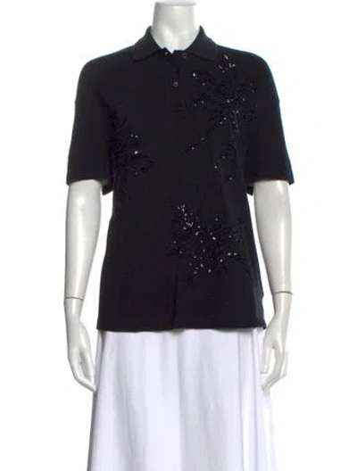 Pre-owned Brunello Cucinelli Graphic Print Short Sleeve Polo In Black